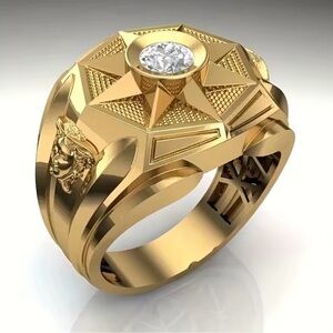 New men’s Medusa Gold Ring with stone Diamond Accent size 10 jewelry gift